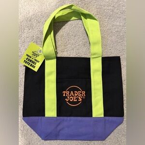 Trader Joe's Halloween Black Green Purple Canvas Tote Bag